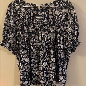 Lucky Brand Black and White Floral Blouse